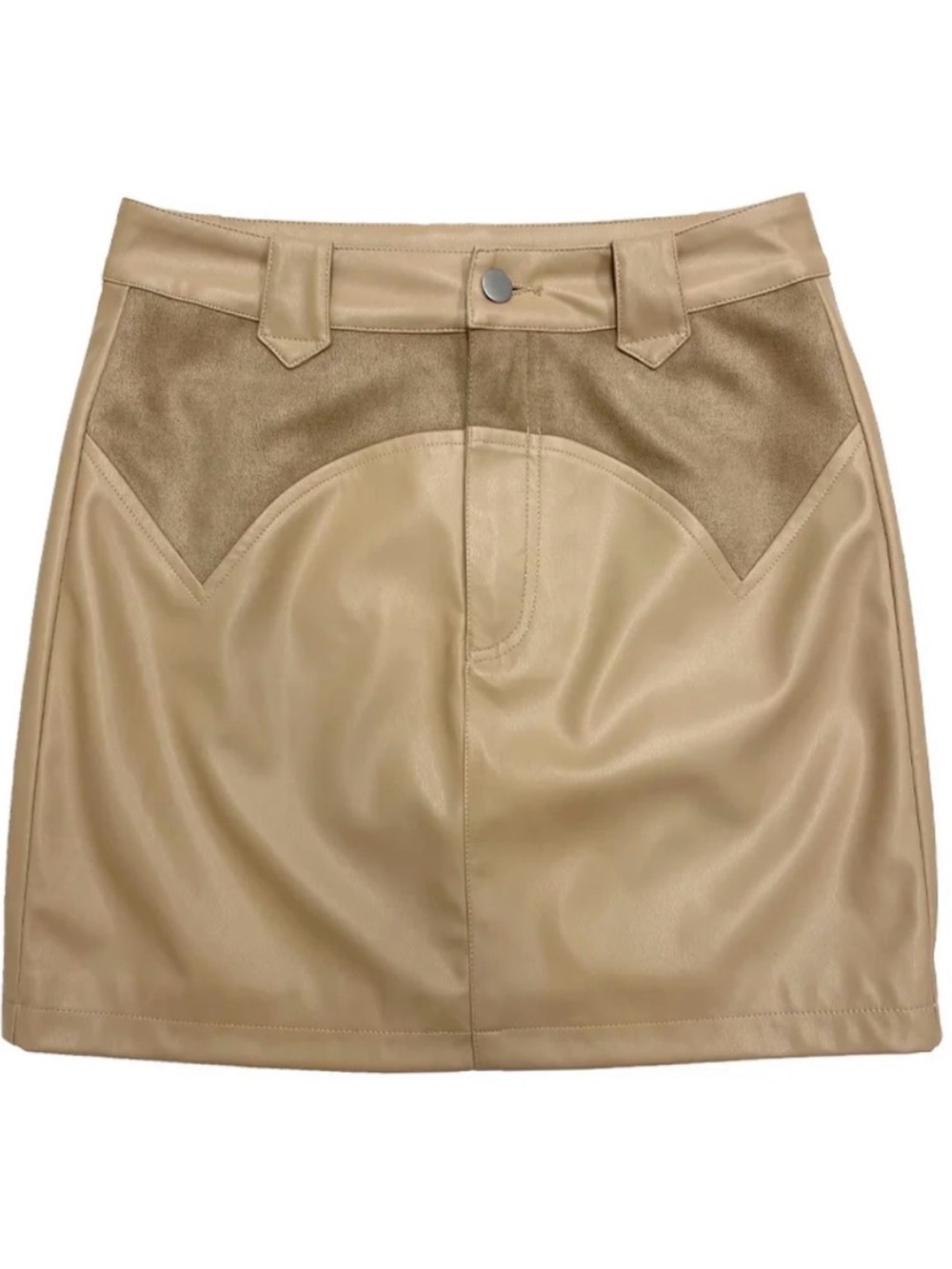 Women’s Tan Faux Leather Mini Skirt
